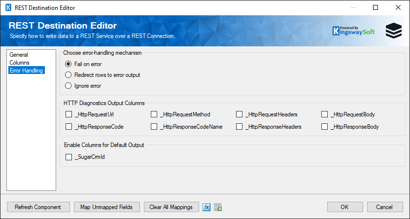 SSIS SugarCRM REST Destination - Error Handling